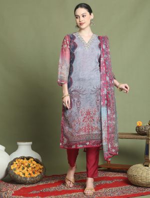 Grey Organza Elegant Ready To Wear Salwar Kameez FABSL22060