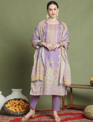 Light Purple Roman Silk Elegant Ready To Wear Salwar Kameez FABSL22065