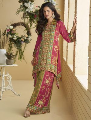 pink crepe ready to wear co ord set small fabku21143