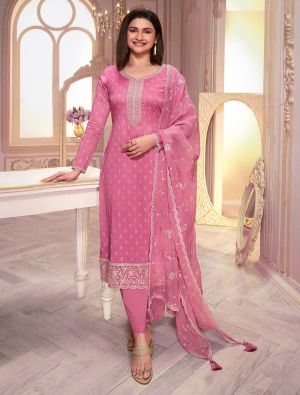 Pink Silk Georgette Embroidered Salwar Suit small FABSL21929