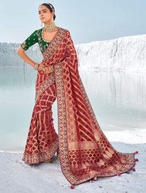 Rich Maroon Premium Georgette Bandhani Patola Saree