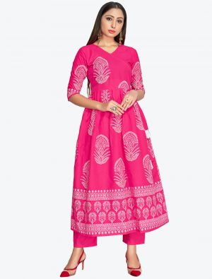 pink pure rayon kurti with pant fabku20314