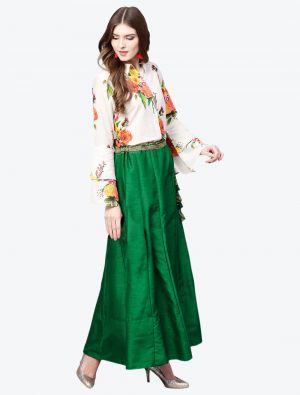 green cotton floral printed skirt and top swatch fabku20364