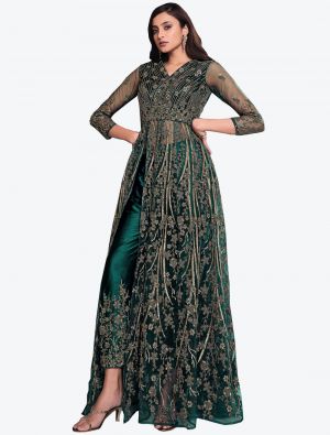 Rama Net Indo Western Anarkali Suit with Dupatta small FABSL20491