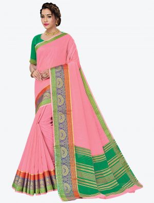 Light Pink Woven Handloom Cotton Designer Saree small FABSA21182