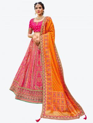 Bright Pink Silk Festive Wear Heavy Designer Lehenga Choli with Dupatta small FABLE20175