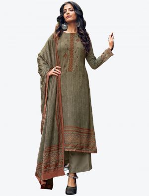 Deep Grey Soft Pashmina Winter Wear Plazzo Suit with Dupatta small FABSL20619
