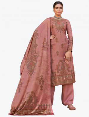 Dusty Pink Pashmina Designer Winter Suit with Dupatta small FABSL20597