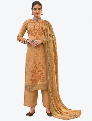 Golden Peach Pashmina Designer Winter Suit with Dupatta small FABSL20596