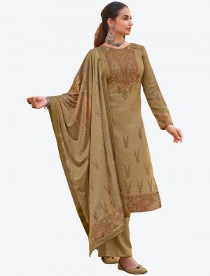 Light Brown Pashmina Designer Winter Suit with Dupatta small FABSL20598