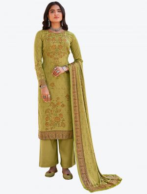 Light Green Pashmina Designer Winter Suit with Dupatta small FABSL20603