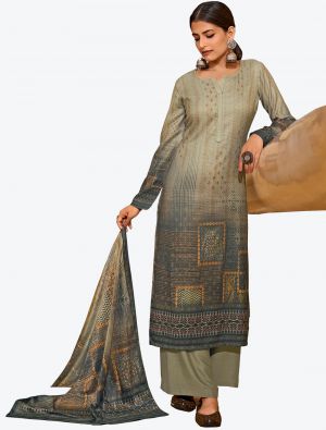 Patchy Grey Soft Pashmina Designer Winter Suit with Dupatta small FABSL20605