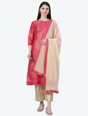 Hot Pink Poly Silk Party Wear Readymade Plazzo Suit with Dupatta FABSL20670