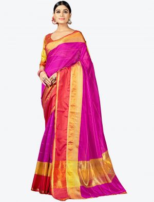 Purple Woven Cotton Silk Festive Wear Designer Saree small FABSA21338