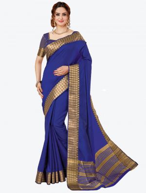 Royal Blue Spun Cotton Festive Wear Designer Saree FABSA21399