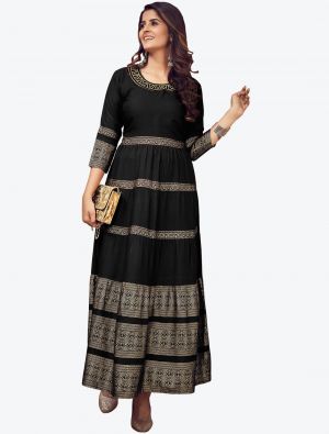 black fine rayon party wear designer readymade gown   fabgo20116