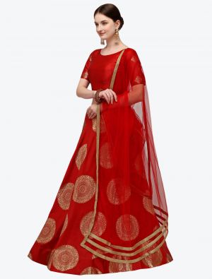 Dark Red Banarasi Silk Designer Lehenga Choli with Dupatta small FABLE20216