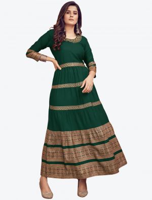 green fine rayon party wear designer readymade gown   fabgo20119