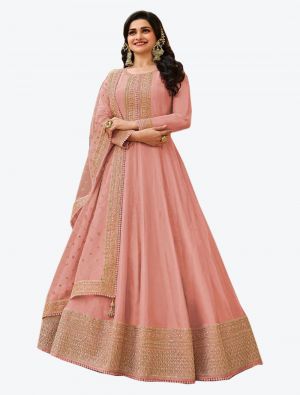 Light Pink Dola Silk Designer Anarkali Suit with Dupatta small FABSL20712