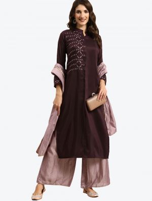 Purple Silk Blend Readymade Designer Palazzo Suit with Dupatta FABSL20707