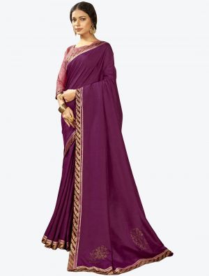 Serene Wine Vichitra Silk Festive Wear Designer Saree small FABSA21429