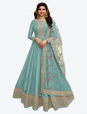 Sky Blue Dola Silk Designer Anarkali Suit with Dupatta small FABSL20711
