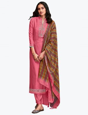 Punch Pink Fiona Silk Readymade Designer Palazzo Suit with Dupatta FABSL20784