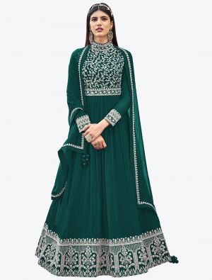 Rama Green Faux Georgette Party Wear Designer Anarkali Suit thumbnail FABSL20748