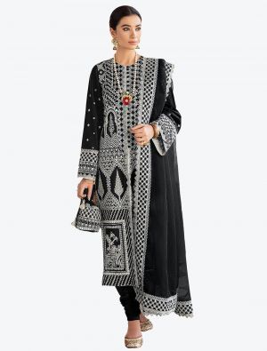 Rich Black Faux Georgette Festive Wear Designer Pakistani Suit FABSL20787