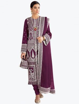 Rich Purple Faux Georgette Festive Wear Designer Pakistani Suit FABSL20791