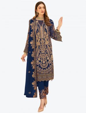 Royal Blue Faux Georgette Designer Pakistani Suit with Dupatta thumbnail FABSL20754