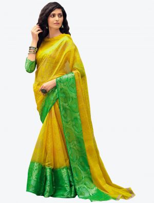 Vibrant Yellow Fine Handloom Cotton Festive Wear Designer Saree FABSA21504