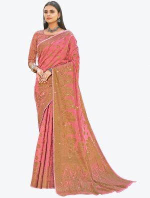 Dusty Pink Premium Cotton Festive Wear Designer Saree thumbnail FABSA21573