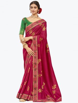 Magenta Fancy Vichitra Silk Festive Wear Designer Saree small FABSA21569