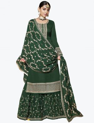 Green Georgette Festive Wear Premium Designer Sharara Suit small FABSL20887