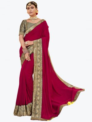 Magenta Vichitra Silk Festive Wear Elegant Designer Saree small FABSA21658