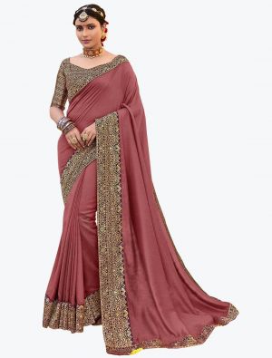 Mauve Vichitra Silk Festive Wear Elegant Designer Saree small FABSA21653