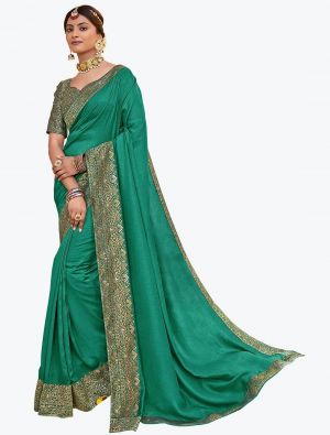 Rama Vichitra Silk Festive Wear Elegant Designer Saree small FABSA21652