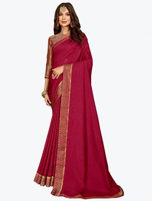 Magenta Soft Vichitra Silk Party Wear Designer Saree small FABSA21720