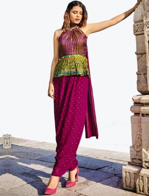 Purple Silk Indo Western Style Trendy Designer Suit FABSL20973