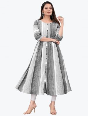 white and grey pure cotton casual wear stylish kurti fabku20573
