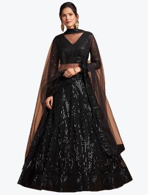 Dazzling Black Soft Net Embroidered Party Wear Designer Lehenga Choli small FABLE20302