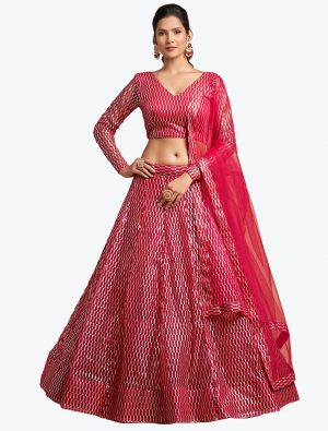 Hot Pink Soft Net Embroidered Party Wear Designer Lehenga Choli small FABLE20304