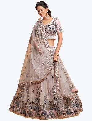 Light Grey Soft Net Embroidered Party Wear Designer Lehenga Choli small FABLE20301