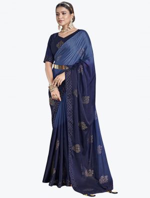 Deep Blue Rangoli Silk Party Wear Saree small FABSA21814