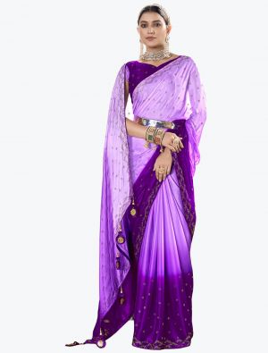 Light Purple Rangoli Silk Party Wear Saree small FABSA21815