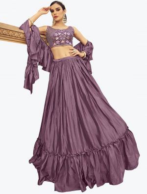 Grape Purple Chinon Fancy Party Wear Designer Lehenga Choli small FABLE20326
