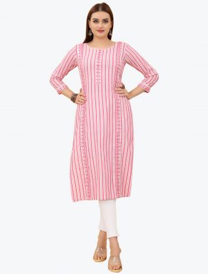 light pink premium cotton woven kurti fabku20653