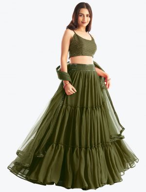 Mehendi Green Georgette Readymade Designer Lehenga Choli FABLE20349