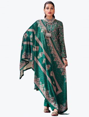 Sea Green Embroidered Pashmina Suit With Swarovski Work small FABSL21205